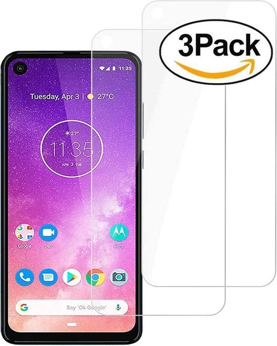 Screenprotector - Geschikt voor Motorola One Action - 9H Glas (3-Pack)