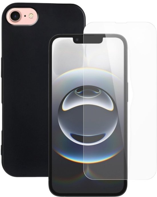 iPhone 16E Hoesjes – Siliconen Backcover – Softcase – 2x Screenprotector Gehard Glas – Zwart-Ilumina Benelux