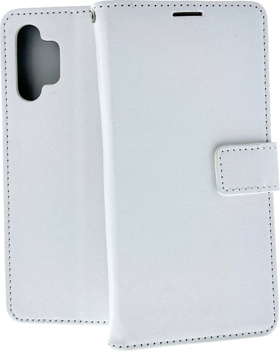 Samsung Galaxy A13 4G Hoesjes – Portemonnee Hoes – Magneetsluiting – 2x Gehard Glas Screenprotector – Wit-Ilumina Benelux