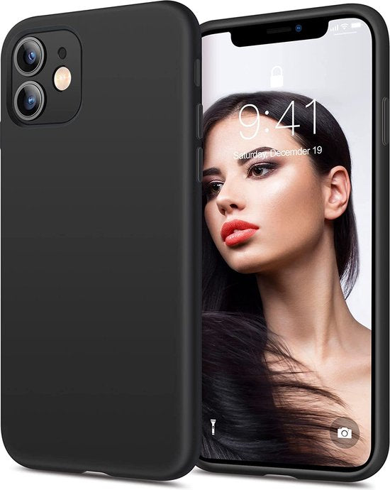 iPhone 12 Mini Hoesjes – Soft TPU Siliconen Backcover – 2x Gehard Glas Screenprotector – Schokbestendig – Zwart-Ilumina Benelux