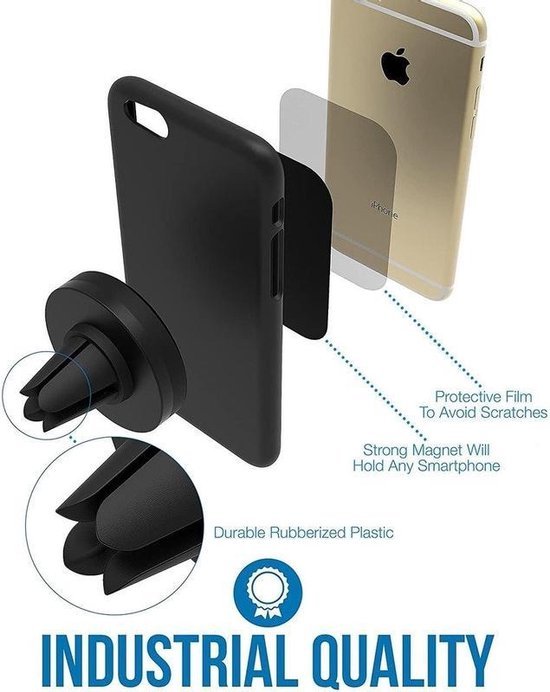 Telefoonhouder auto – Magnetische Ventilatierooster Houder – Universeel – Sterke Magneet – Zwart-Telefoonhouders-Ilumina Benelux