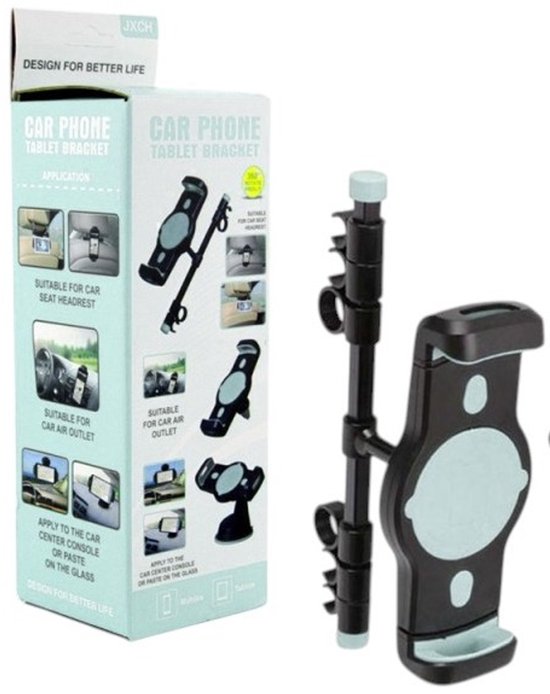 Tablethouder auto hoofdsteun – Universele autohouder – 360° draaibaar – Voor smartphone & tablet tot 10,5 inch – Zwart-Tablethouder-Ilumina Benelux