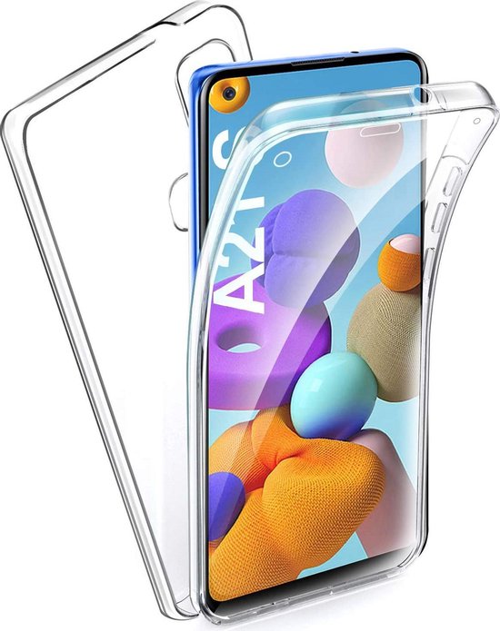 Samsung Galaxy A21s Hoesjes – Transparante Siliconen Backcover – Voor- en Achterkant Bescherming-Ilumina Benelux
