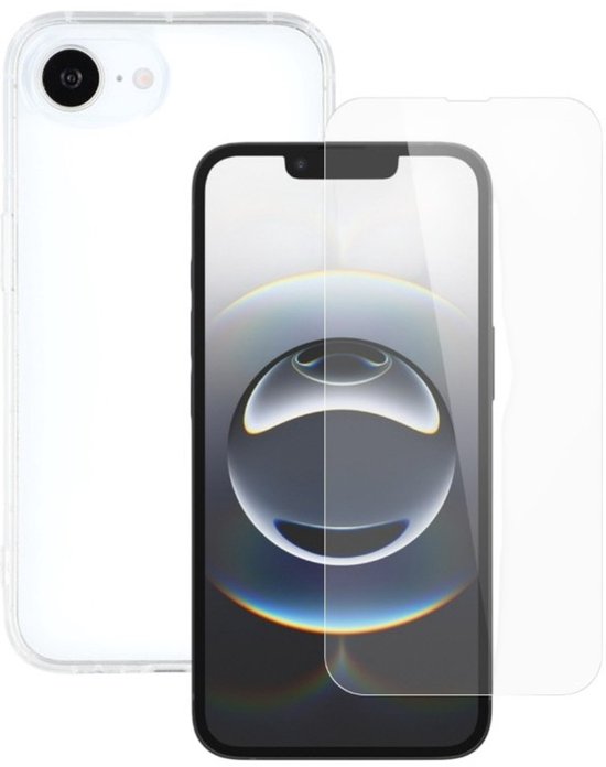 iPhone 16E Hoesjes – Transparante Siliconen Backcover – Soft Touch – Inclusief Gehard Glas Screenprotector-Ilumina Benelux