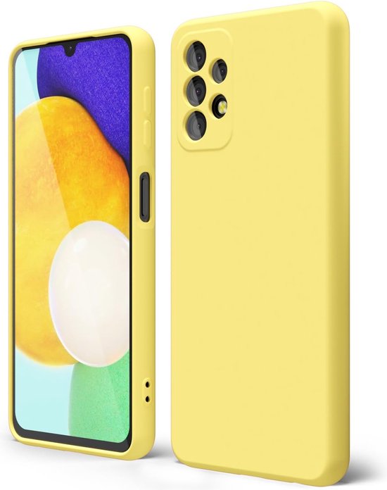 Samsung Galaxy A32 5G Hoesjes – Liquid Siliconen Backcover – Soft Touch – Flexibel – Geel-Ilumina Benelux