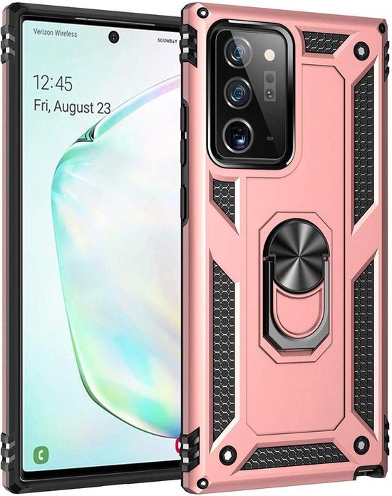 Samsung Galaxy Note 20 Hoesjes – Hybride Ring Armor Backcover – Schokbestendig – Anti-Shock – Roségoud-Ilumina Benelux