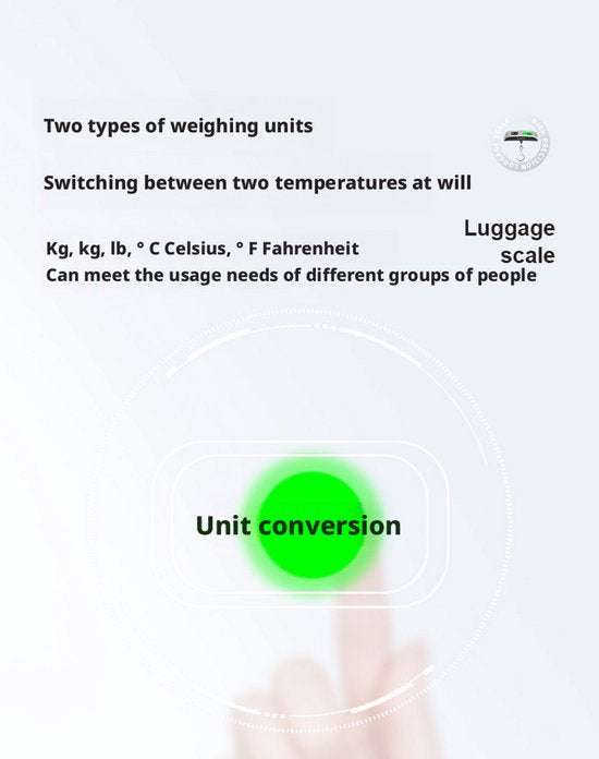 Digitale Bagageweegschaal Met Weeghaak & Thermometer - Koffer Weegschaal Bagage Bagageweger Kofferweger - Hang Weegschaal - Tot 50KG - Grijs - Inclusief Batterijen