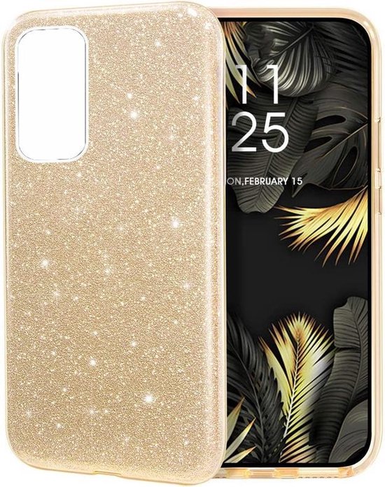 Huawei P40 Lite Hoesjes – Siliconen TPU Backcover – Glitter BlingBling – Goud-Ilumina Benelux