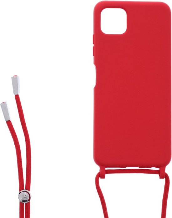 Samsung Galaxy A22 5G Hoesjes – Siliconen Backcover met Ketting – TPU – Rood-Ilumina Benelux