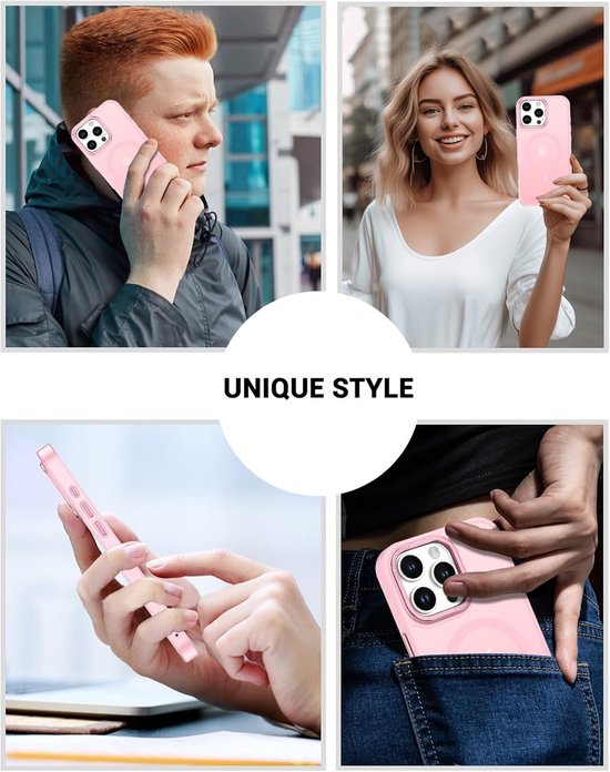 iPhone 15 Pro Max Hoesjes – Matte Backcover MagSafe Compatibel – Schokbestendig – Roze-Ilumina Benelux