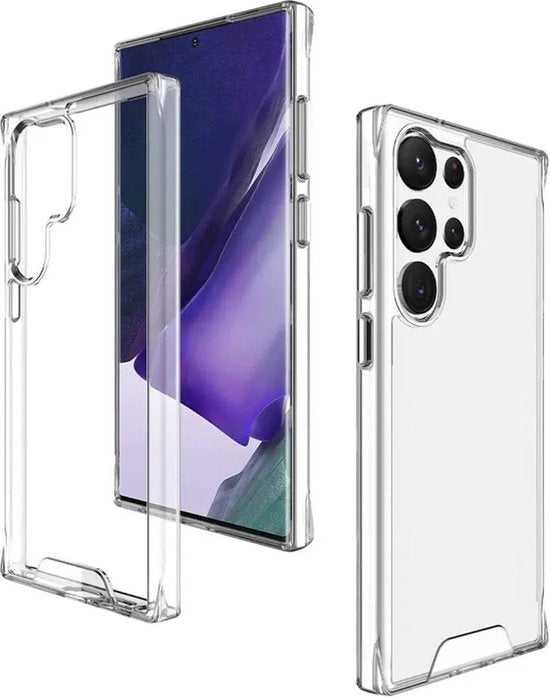Samsung Galaxy S23 Ultra Hoesjes – Siliconen Backcover – Military Grade Schokbestendig – Crystal Clear Transparant-Ilumina Benelux