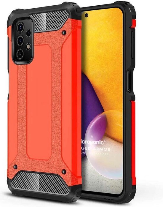 Schokbestendig Heavy Duty Armor Hoesje Geschikt voor: Samsung Galaxy A73 5G Back Cover - Rood