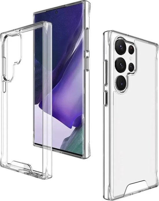 Samsung Galaxy S22 Ultra Hoesjes – Siliconen Backcover – Military Grade Schokbestendig – Crystal Clear Transparant-Ilumina Benelux