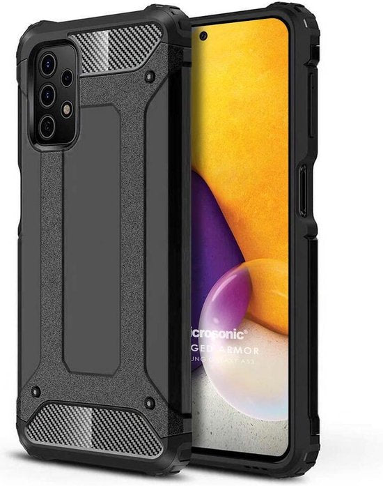 Schokbestendig Heavy Duty Armor Hoesje Geschikt voor: Samsung Galaxy A73 5G Back Cover - Zwart