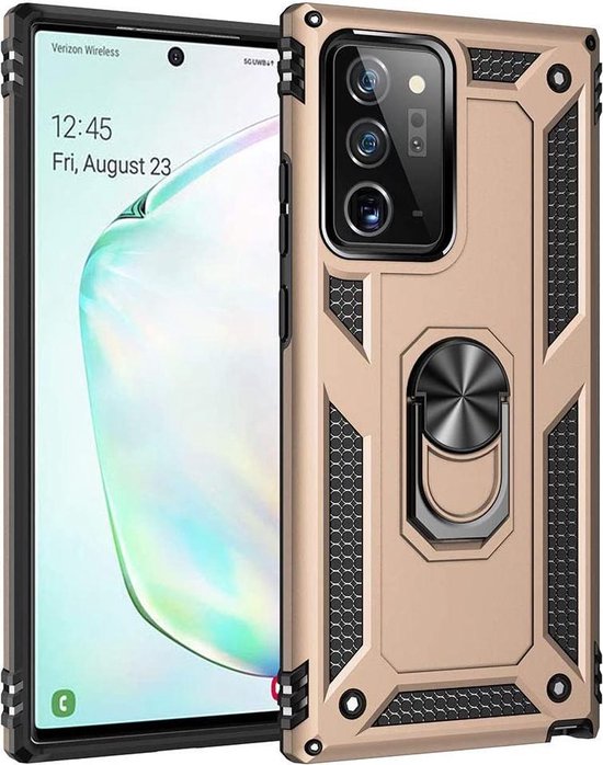 Samsung Galaxy Note 20 Hoesjes – Hybride Ring Armor Backcover – Schokbestendig – Goud-Ilumina Benelux