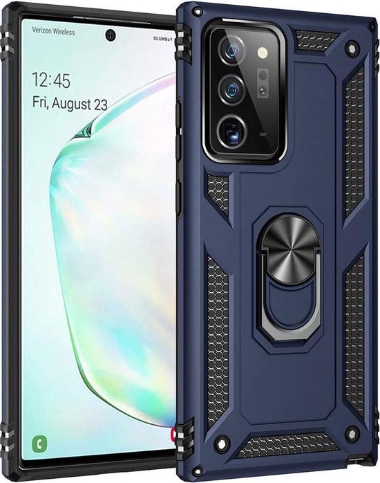 Samsung Galaxy Note 20 Hoesjes – Anti-Shock Hybride Ring Armor Backcover – Schokbestendig – Blauw-Ilumina Benelux