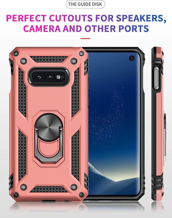Samsung Galaxy S10e Hoesjes – Hybride Ring Armor Backcover – Schokbestendig – Anti-Shock – Roségoud-Ilumina Benelux