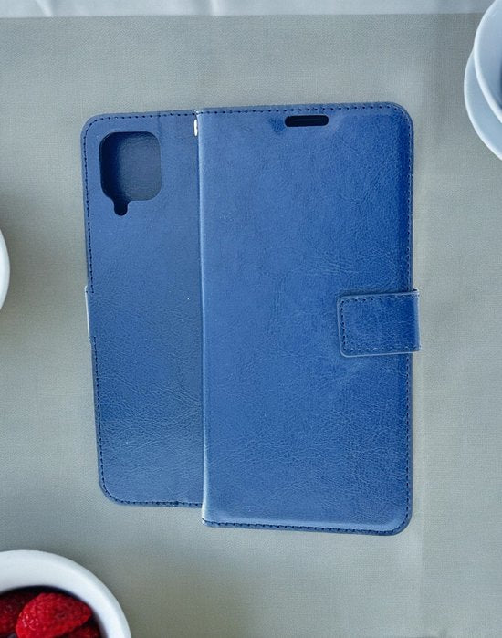 Samsung Galaxy A12 Hoesjes – Portemonnee Hoes – Pasjeshouder – 3x Gehard Glas Screenprotector – Blauw-Ilumina Benelux
