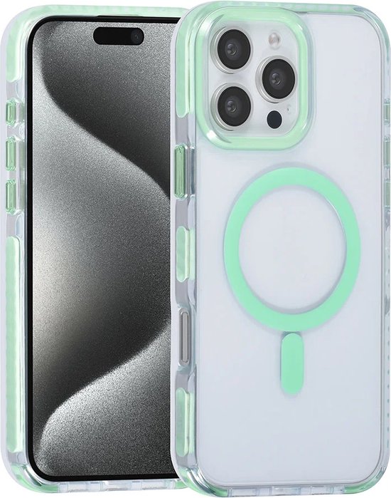 iPhone 16 Pro Hoesjes – MagSafe Backcover – Met Koord – Groen-Ilumina Benelux