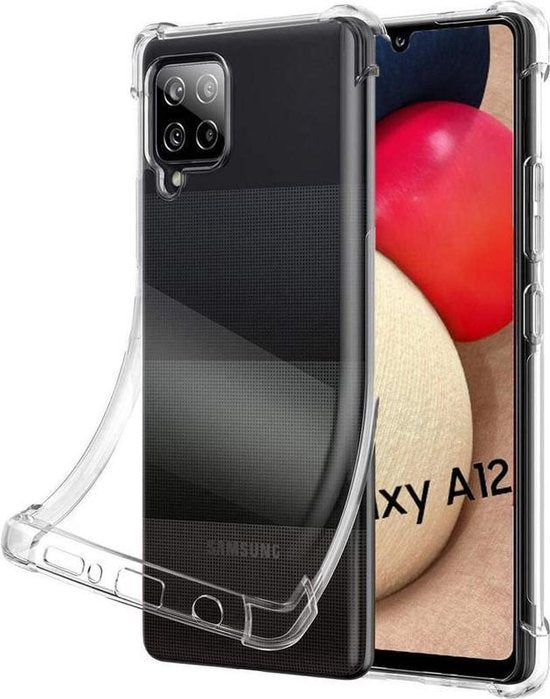 Samsung Galaxy A12 Hoesjes – Schokbestendige Siliconen Bumper – Transparant – Inclusief 3x Screenprotector – Anti-kras-Ilumina Benelux
