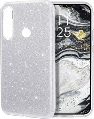 Motorola G8 Plus Hoesjes – Siliconen TPU Backcover – Glitter BlingBling – Schokbestendig – Zilver