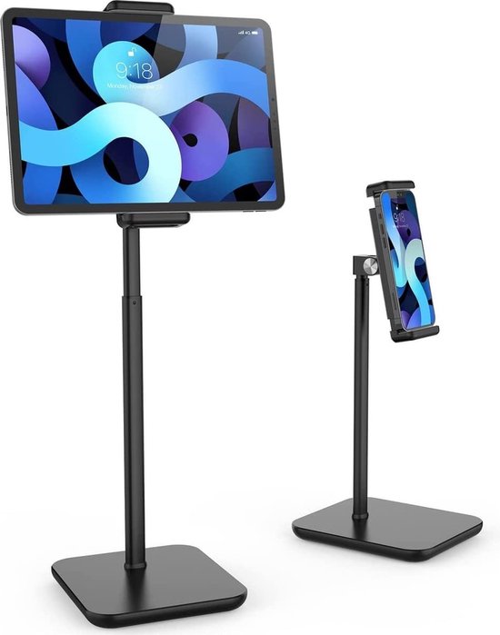 Desktop standaard voor Tablet & Smartphone Universeel - Hoogte verstelbaar, 360 graden draaibaar voor 4,7 tot 12,9 inch scherm Stand Tafel - Draaibare Tablet Bureau Houder Statief Beugel