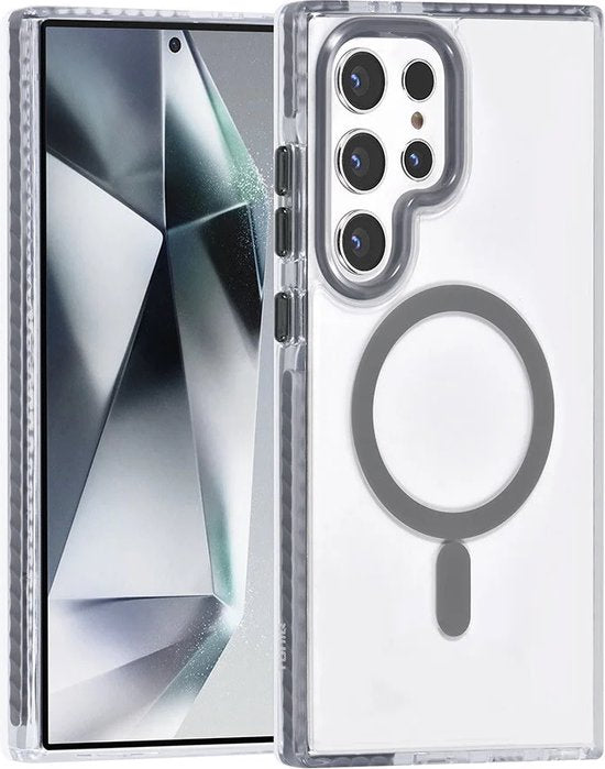 Samsung Galaxy S24 Ultra Hoesjes – Backcover Met Koord – Schokbestendig – Grijs-Ilumina Benelux