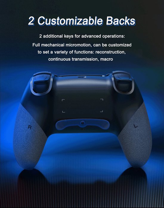 PS5 Controller – Draadloze Gamepad met Back Buttons – Turbo & Touchpad – 3.5mm Audio – Zwart