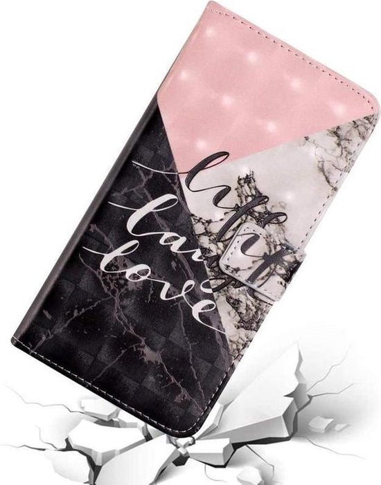 Samsung Galaxy A20s Hoesjes – Bookcase Portemonnee Hoes – Print Moonbaby – Pasjeshouder – Standfunctie – Zwart-Ilumina Benelux