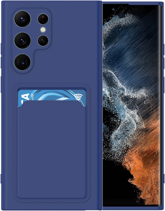 Samsung Galaxy S22 Ultra Hoesjes – Siliconen Backcover – Pasjeshouder – TPU – Blauw-Ilumina Benelux