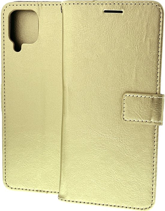 Samsung Galaxy A42 5G Hoesjes – Bookcase Portemonnee Hoes – Pasjeshouder – Magneetsluiting – Goud-Ilumina Benelux