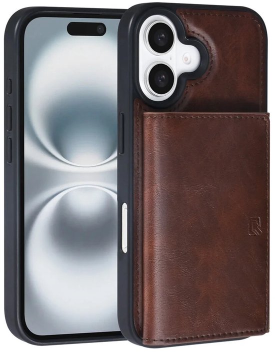 iPhone 16 Hoesjes – Backcover – Afneembare Pasjeshouder – Bruin-Ilumina Benelux