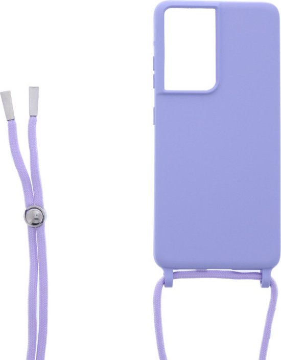Samsung Galaxy S21 Ultra Hoesjes – Siliconen Backcover met Ketting – TPU – Lila-Ilumina Benelux