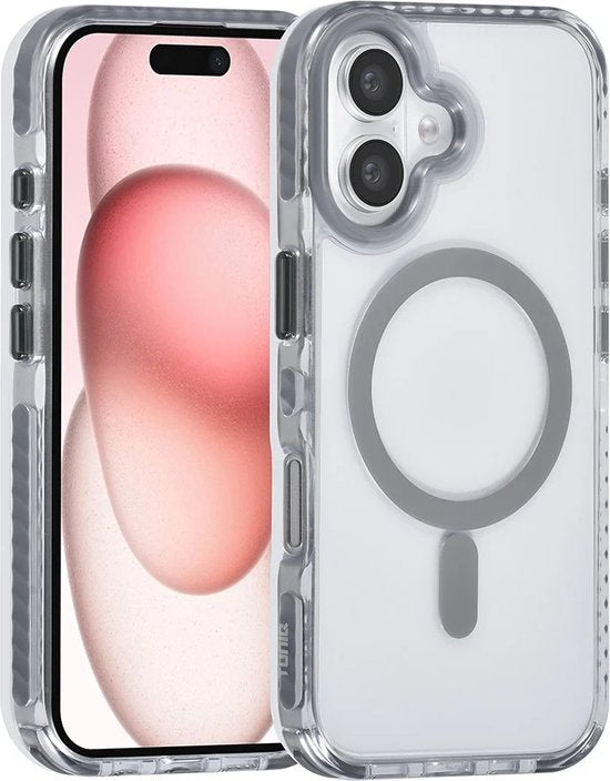 iPhone 16 Plus Hoesjes – MagSafe Backcover – Hoes met Koord – Grijs-Ilumina Benelux