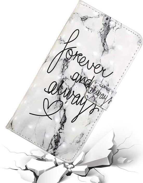 Motorola Moto G7 Play Hoesjes – Portemonnee Hoes – Pasjeshouder – Forever and Always – Zwart-Ilumina Benelux