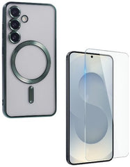 Samsung Galaxy S25 Hoesjes – Backcover – MagSafe – 2x Screenprotector – Groen