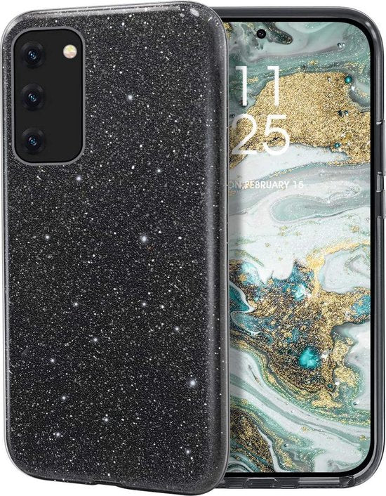 Samsung Galaxy M31S Hoesjes – Siliconen TPU Backcover – Glitter BlingBling Cover – Zwart-Ilumina Benelux