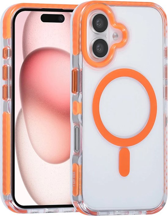 iPhone 16 Hoesjes – MagSafe Backcover – Met Koord – Oranje-Ilumina Benelux