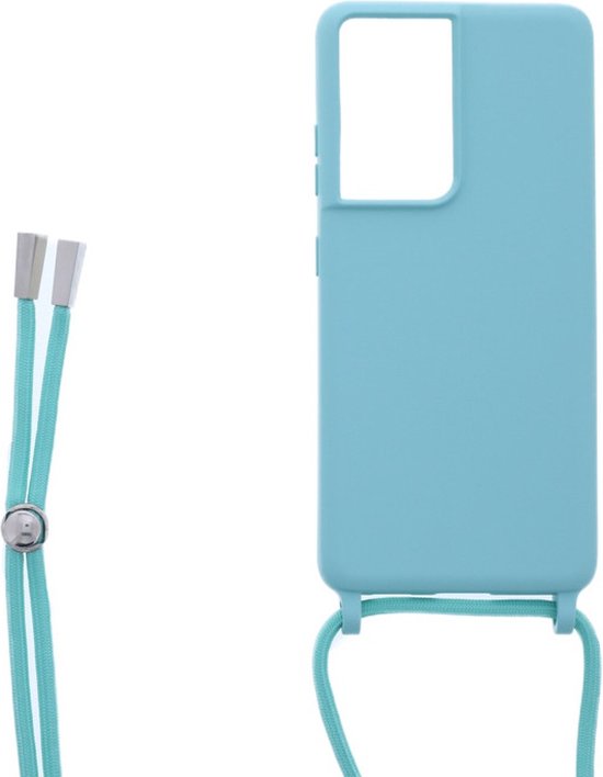 Samsung Galaxy S21 Ultra Hoesjes – Siliconen Backcover met Ketting – TPU – Turquoise-Ilumina Benelux
