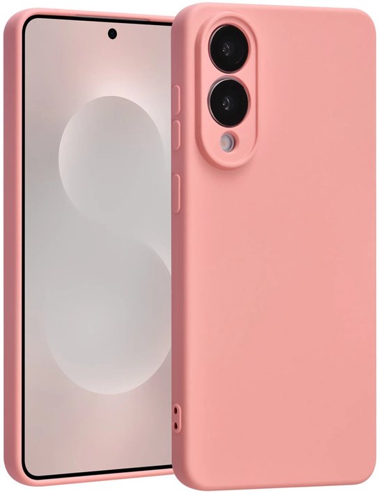 Shockproof Backcover - Liquid Silicone Soft Hoesje - Geschikt voor: Samsung Galaxy S25 Edge - ZalmRoze