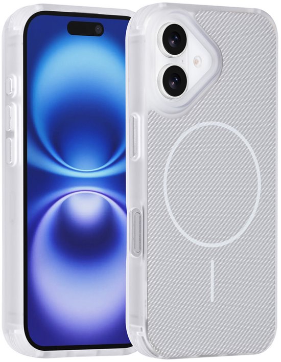 iPhone 16 Hoesjes – Carbon Fiber Backcover – Schokbestendig – Wit-Ilumina Benelux