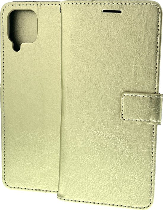 Samsung Galaxy A12 Hoesjes – Portemonnee Book Case – Pasjeshouder – Magneetsluiting – Goud-Ilumina Benelux