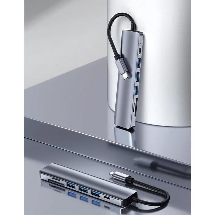 USB-C Hub 7-in-1 Multiport Adapter – 4K HDMI – USB 3.0 – SD & MicroSD Kaartlezer – Power Delivery – Voor Laptop, MacBook & Tablet