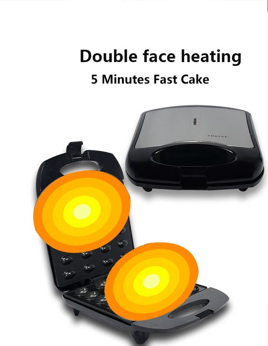 Poffertjesmaker – Elektrische Cake Pop Maker – 24 Stuks per Bakbeurt – Antiaanbaklaag – 1400W – Dubbelzijdige Verwarming-Pan-Ilumina Benelux