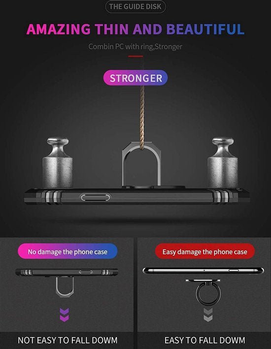 iPhone 12 Hoesjes – Anti-Shock Hybride Ring Armor Backcover – Schokbestendig – Zwart-Ilumina Benelux