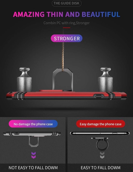 Samsung Galaxy S21 5G Hoesjes – Anti-Shock Hybride Ring Armor Backcover – Schokbestendig – Rood-Ilumina Benelux
