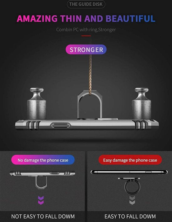 iPhone 11 Pro Hoesjes – Hybrid Ring Armor Backcover – Schokbestendig – Anti-Shock – Zilver-Ilumina Benelux