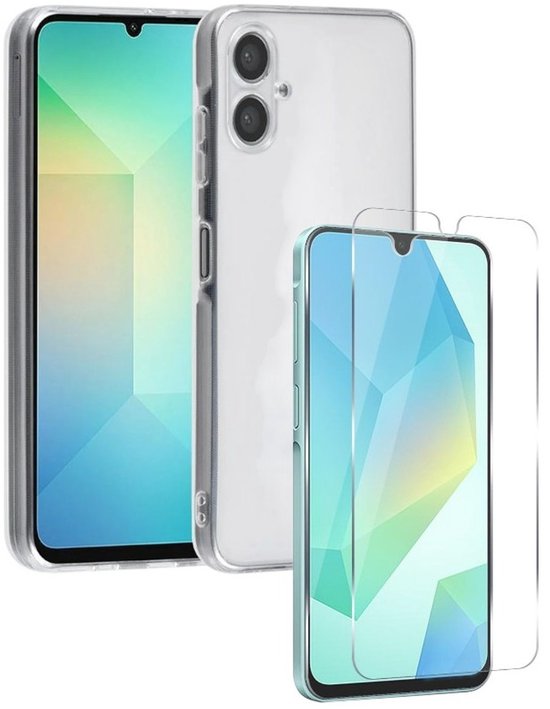 Samsung Galaxy A06 Hoesjes – Transparante Siliconen Backcover – Soft Grip – Inclusief 2x Screenprotector – Transparant