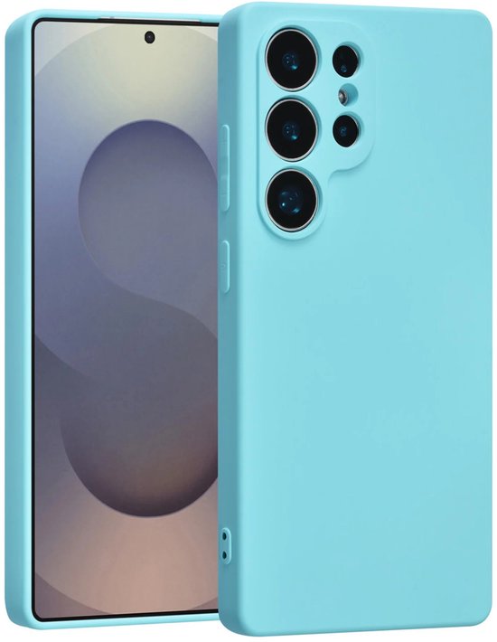 Samsung Galaxy S24 Ultra Hoesjes – Liquid Siliconen Backcover – Schokbestendig – Soft Touch – Koraalblauw-Ilumina Benelux