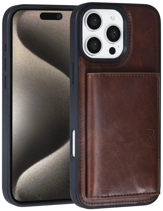 iPhone 16 Pro Hoesjes – Backcover – Afneembare Pasjeshouder – Bruin-Ilumina Benelux